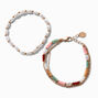 Gold-tone Pearl Beaded Multi-Strand Bracelet Set - 2 Pack,