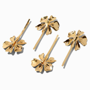 Gold-tone Floral Pearl Hair Pins - 4 Pack,