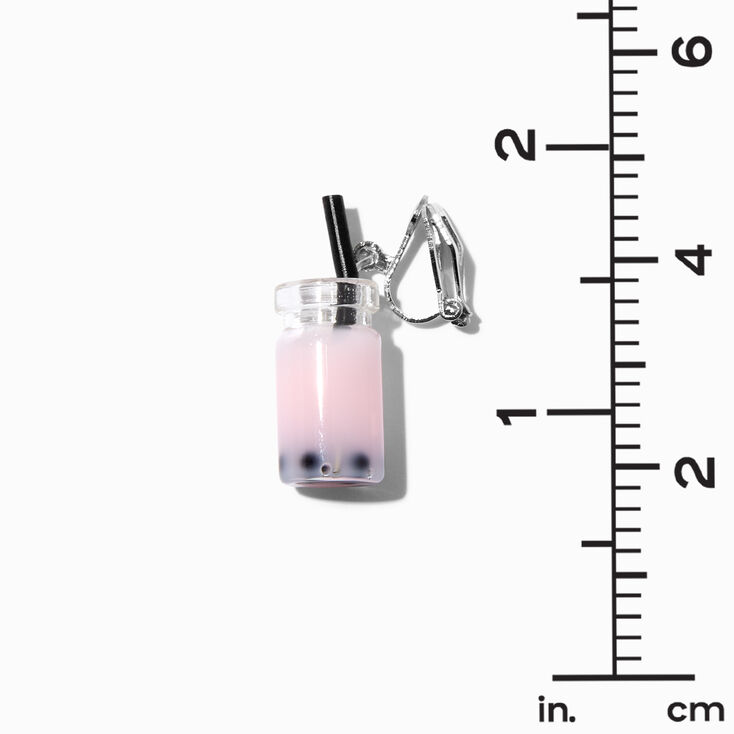 Pink 0.5&quot; Bubble Tea Clip-On Earrings,