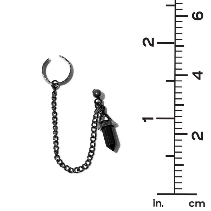 Black Mystical Gem &amp; Star Connector Cuff Earring Stackables - 5 Pack,