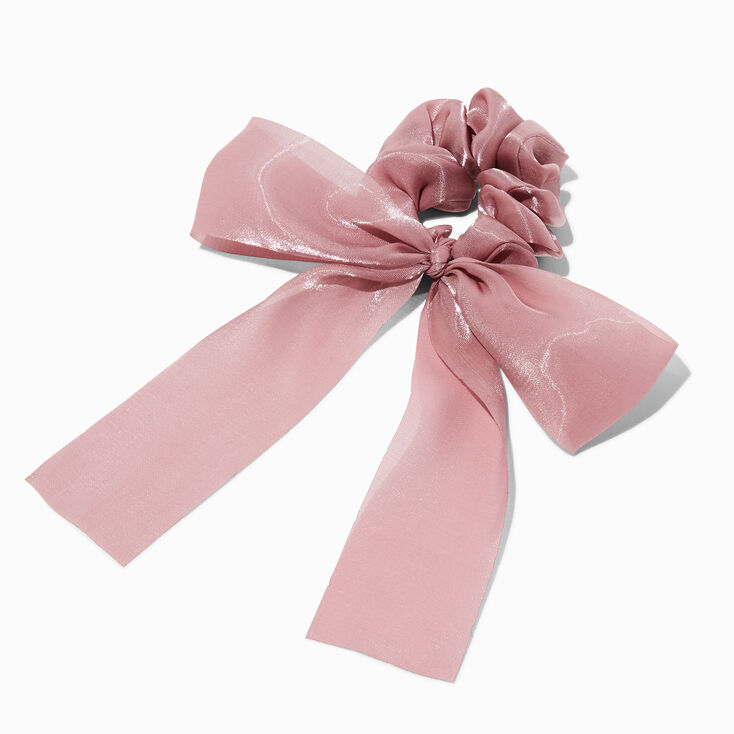 Mauve Sheer Hair Bow Scrunchie,