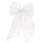 White Pleated Chiffon Hair Bow Clip,