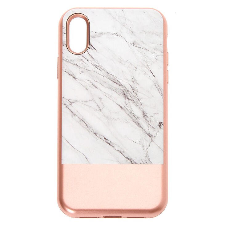 Rose Gold and Marble Protective Phone Case - Fits iPhone XR,