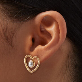 Pearl of Hearts Stud Earrings,