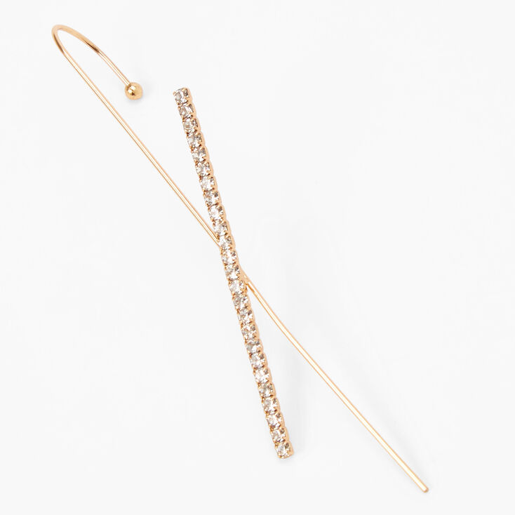 Gold Criss Cross Rhinestone Ear Cuff,
