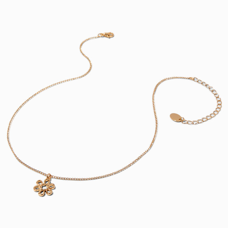 Icing Recycled Jewelry Gold-tone Daisy Outline Pendant Necklace,