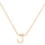 Gold Stone Initial Pendant Necklace - J,