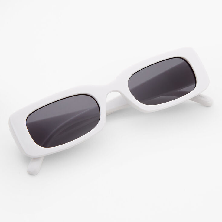 Rectangular Retro Sunglasses - White,