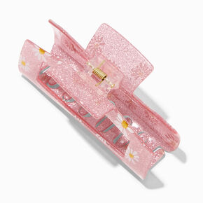 Pink Daisy Large Rectangular Hair Claw,