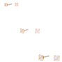 Gold Cubic Zirconia Graduated Round Stud Earrings - 3 Pack,