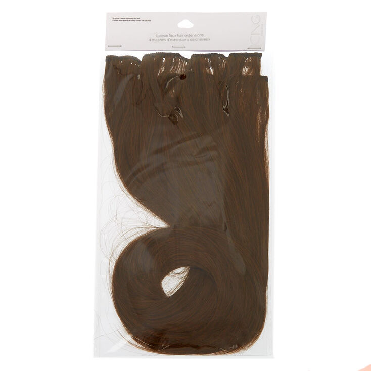 4 Piece Brunette Faux Hair Extensions,