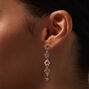 Rainbow Crystal Flowers Gold 2&quot; Linear Drop Earrings,