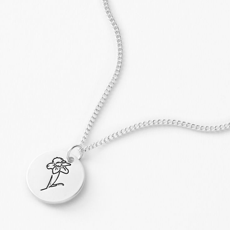 Silver Birthstone Color Tag Pendant Necklace - March,