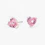 Pink Heart Cubic Zirconia Stud Earrings,
