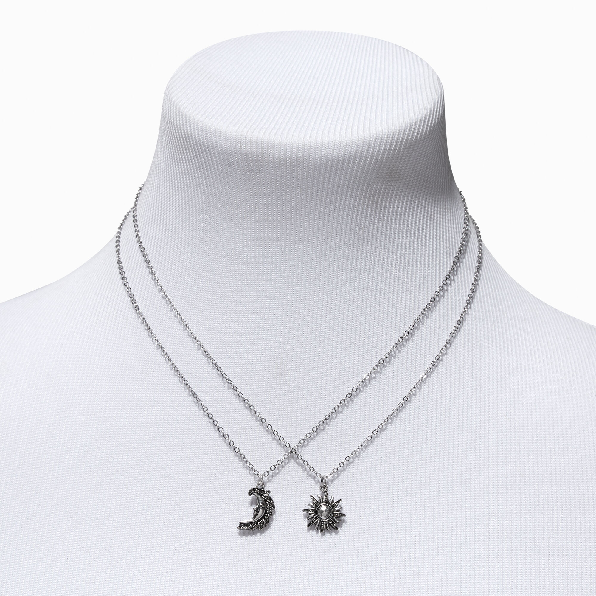 Silver Sun Moon Pendant Necklace 2 Pack Icing US