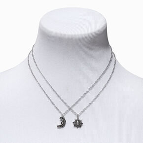 Silver Sun &amp; Moon Pendant Necklace - 2 Pack,