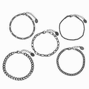 Hematite Woven Chain Bracelet Set - 5 Pack,