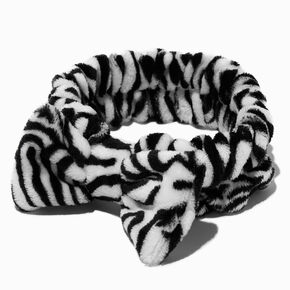 Zebra Furry Makeup Bow Headwrap,