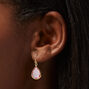 Gold-tone 1&quot; Pink Crystal Pear Drop Earrings,