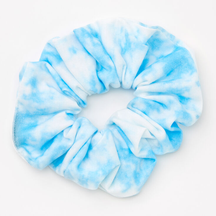 Medium Blue &amp; White Tie Dye Hair Scrunchie,