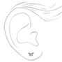 Sterling Silver Single Crystal Butterfly Stud Earring,