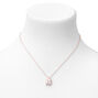 Rose Gold Cubic Zirconia Square Halo Pendant Necklace,