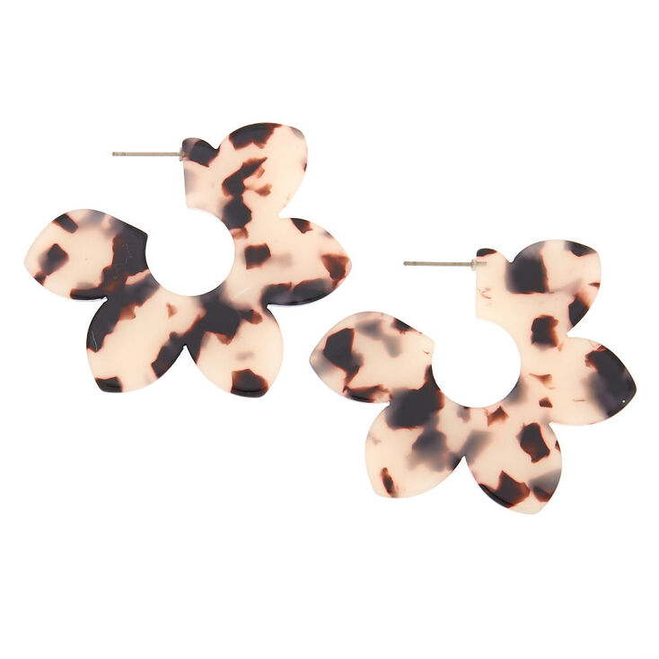 Gold 50MM Flower Tortoiseshell Hoop Earrings,