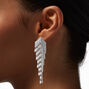 Silver Space Rhinestone Linear Fringe 3&quot; Drop Earrings,