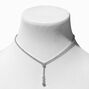 Silver Cubic Zirconia Teardrop 16&quot; Necklace &amp; 1&quot; Drop Earrings Jewelry Set - 2 Pack,