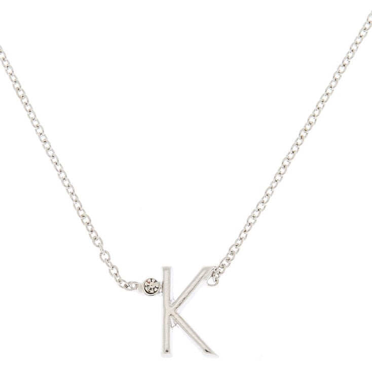 Silver Initial Necklace - K,