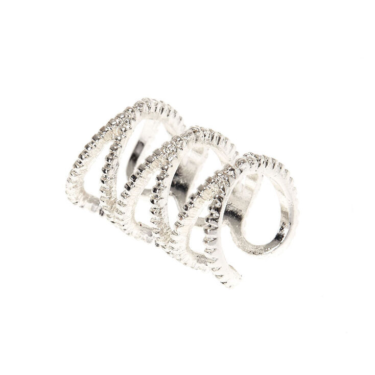 Silver Tone Triple Infinity Symbol Ear Cuff,
