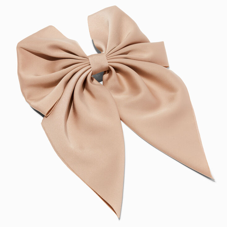 Champagne Satin Bow Barrette Hair Clip,