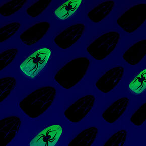 Spiders &amp; Webs Glow in the Dark Press On Faux Nail Set - 24 Pack,