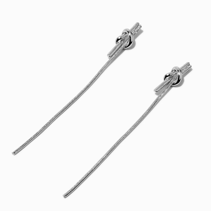 Silver-tone Tie 3&quot; Drop Earrings,