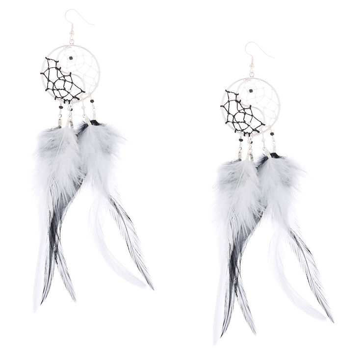 6" Yin & Yang Dreamcatcher Drop Earrings,