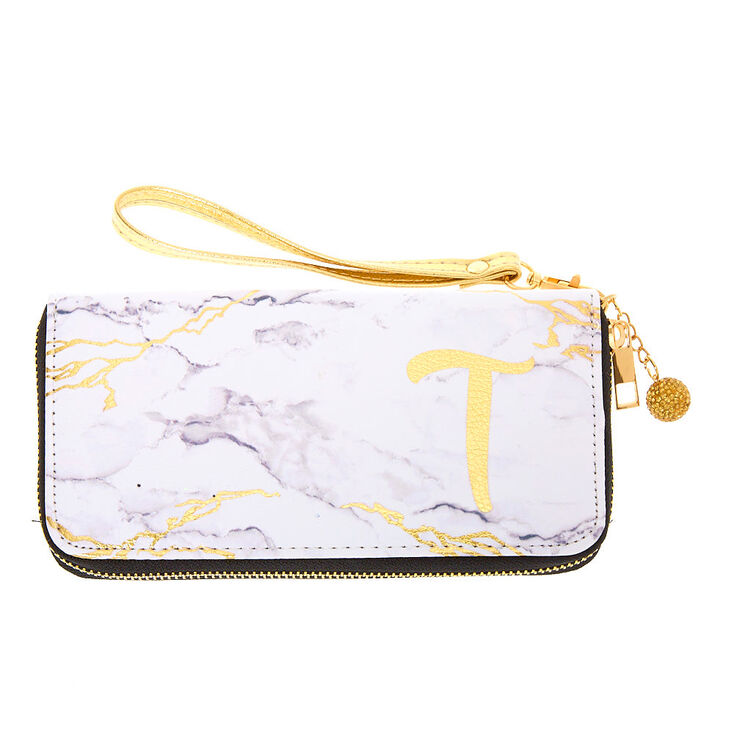 Marble Initial Wristlet - T,