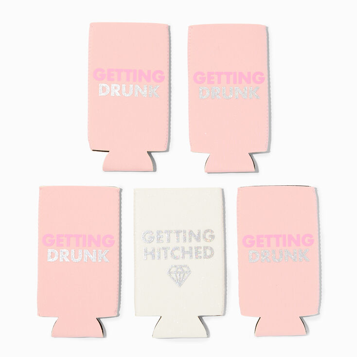 Getting Hitched Bride &amp; Bridesmaids Tall Can Cooler Set - 5 Pack,