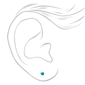 14kt White Gold 3mm December Blue Zircon Crystal Studs Ear Piercing Kit with Ear Care Solution,