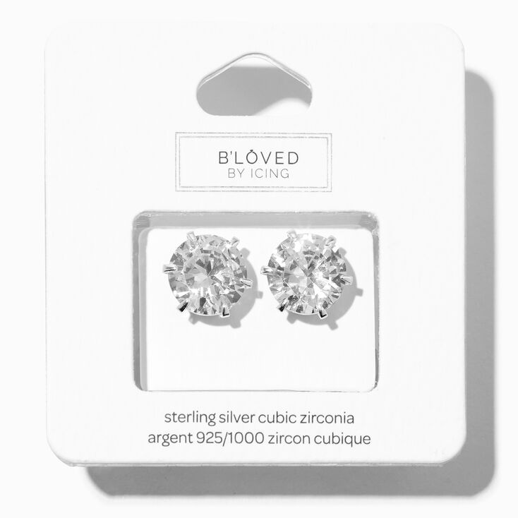 B&#39;Loved by Icing Gold Sterling Silver Cubic Zirconia 10MM Round Stud Earrings,