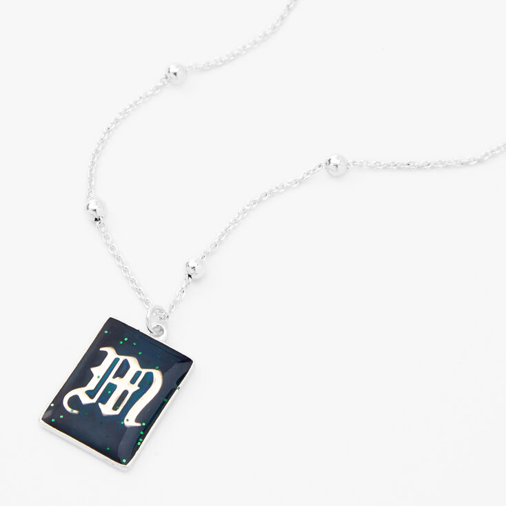 Silver Initial Rectangle Mood Pendant Necklace - M,