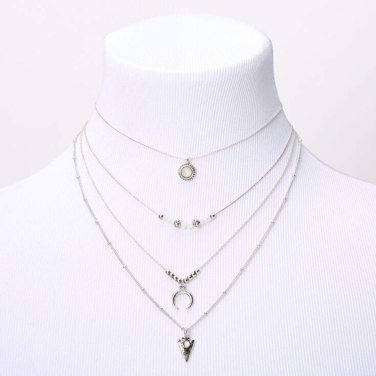 Silver Western Stone Multi Strand Necklace,