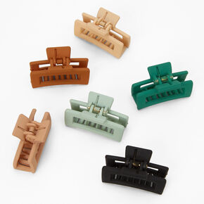 Matte Muted Rectangle Hair Claws - 6 Pack,