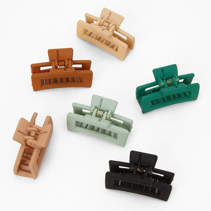 Matte Muted Rectangle Hair Claws - 6 Pack,