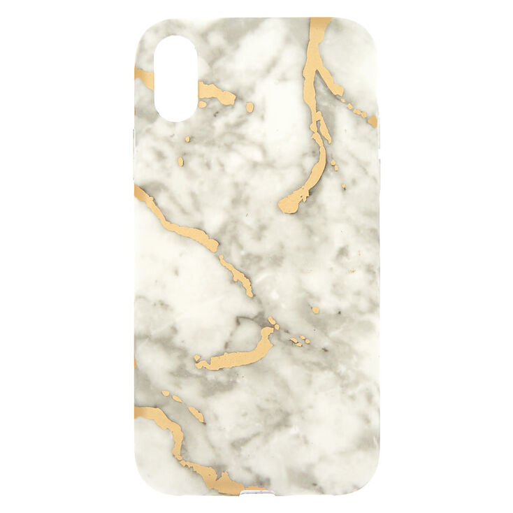 White & Gold Marble Phone Case - Fits iPhone XR,