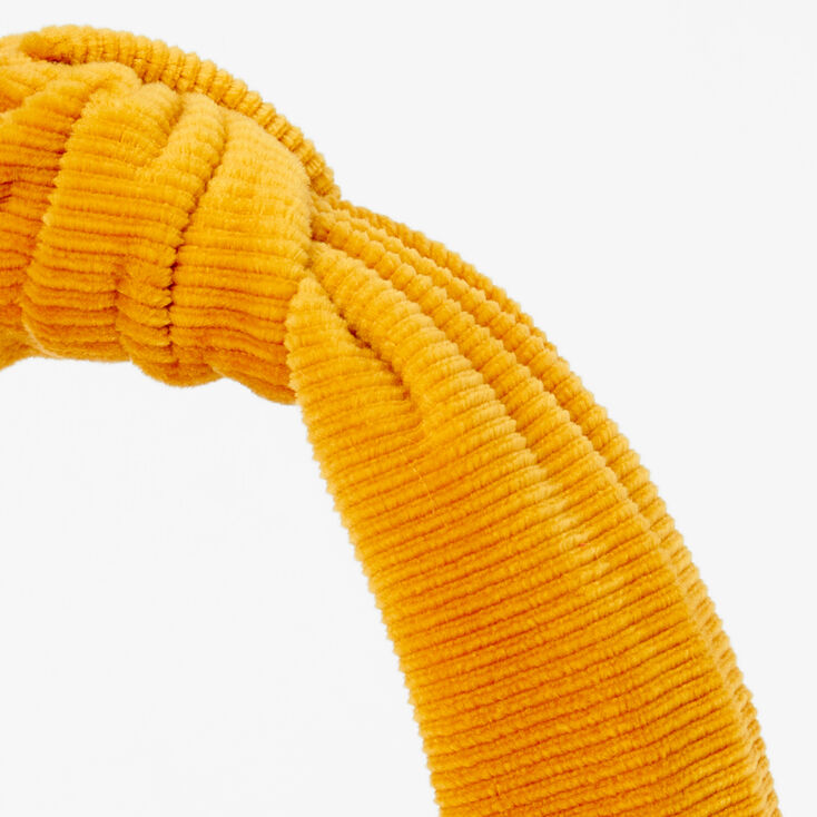 Knotted Ribbed Knit Headband - Mustard,