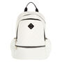 Faux Leather Quilted Functional Backpack - White,