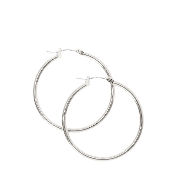 Small Smooth Silver Hoop Earrings,