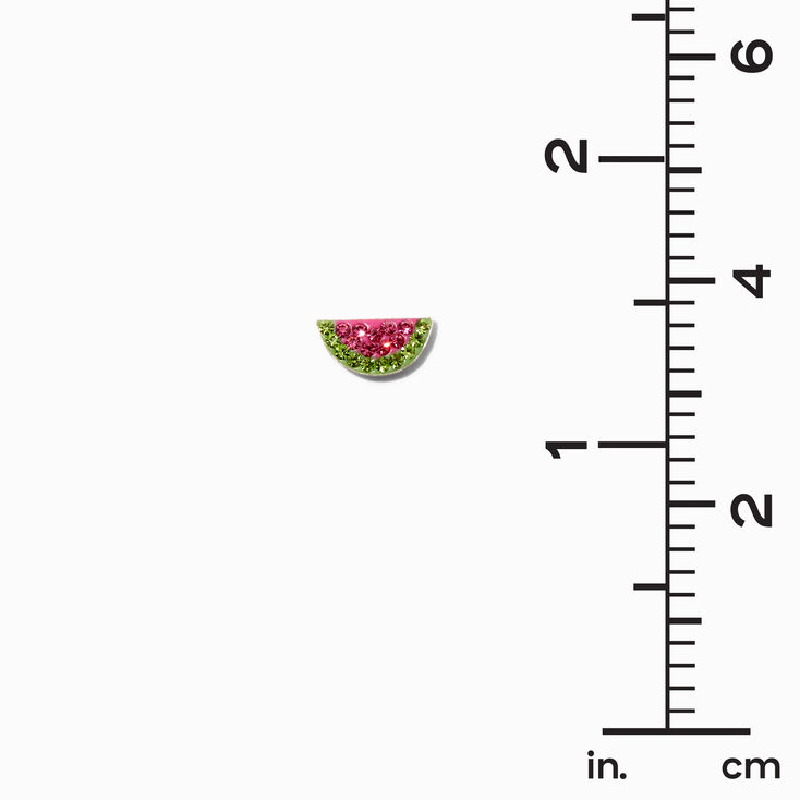 Sterling Silver Pink Watermelon Stud Earrings,