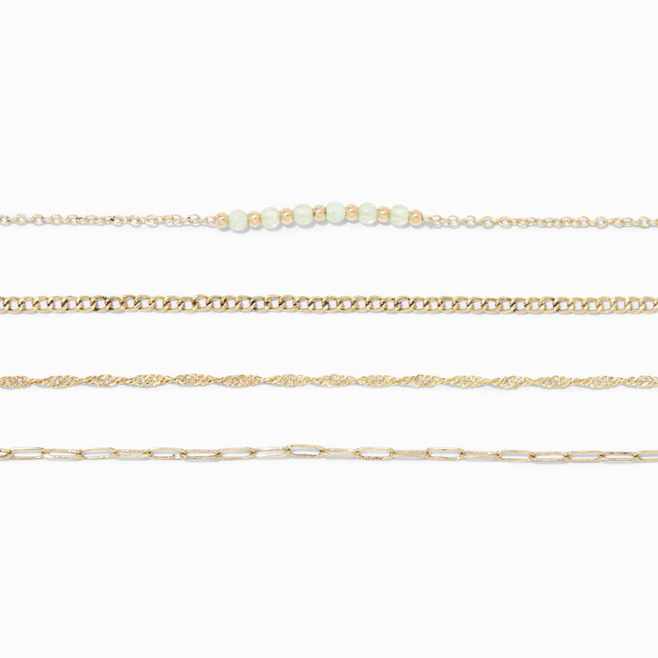 Gold Mixed Chain Choker Necklaces - 4 Pack,