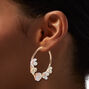 Pearlized Flower 50MM Gold-tone Hoop Earrings,